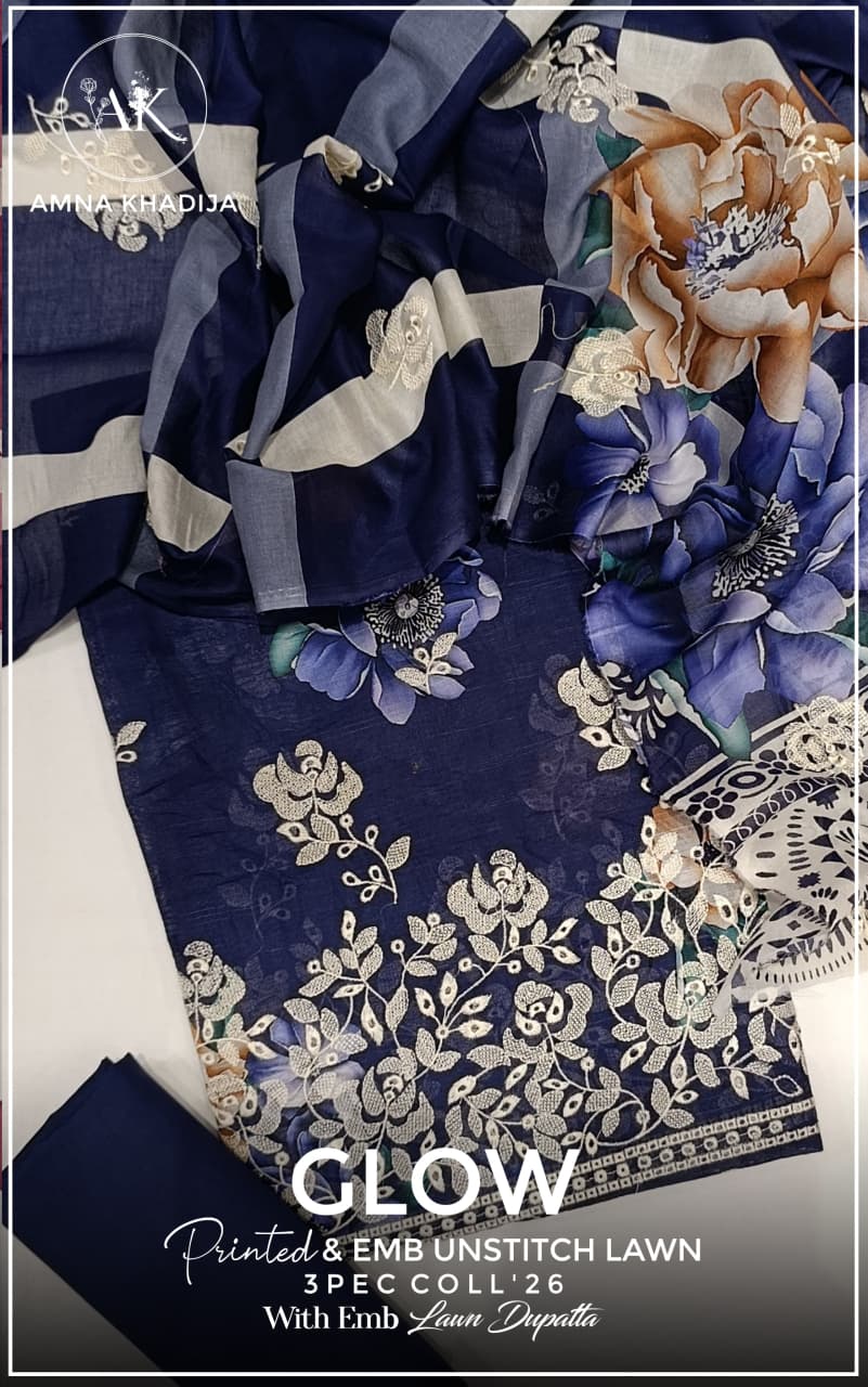 Glow Printed Emb Lawn