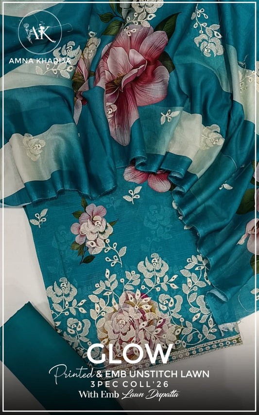 Glow Printed Emb Lawn