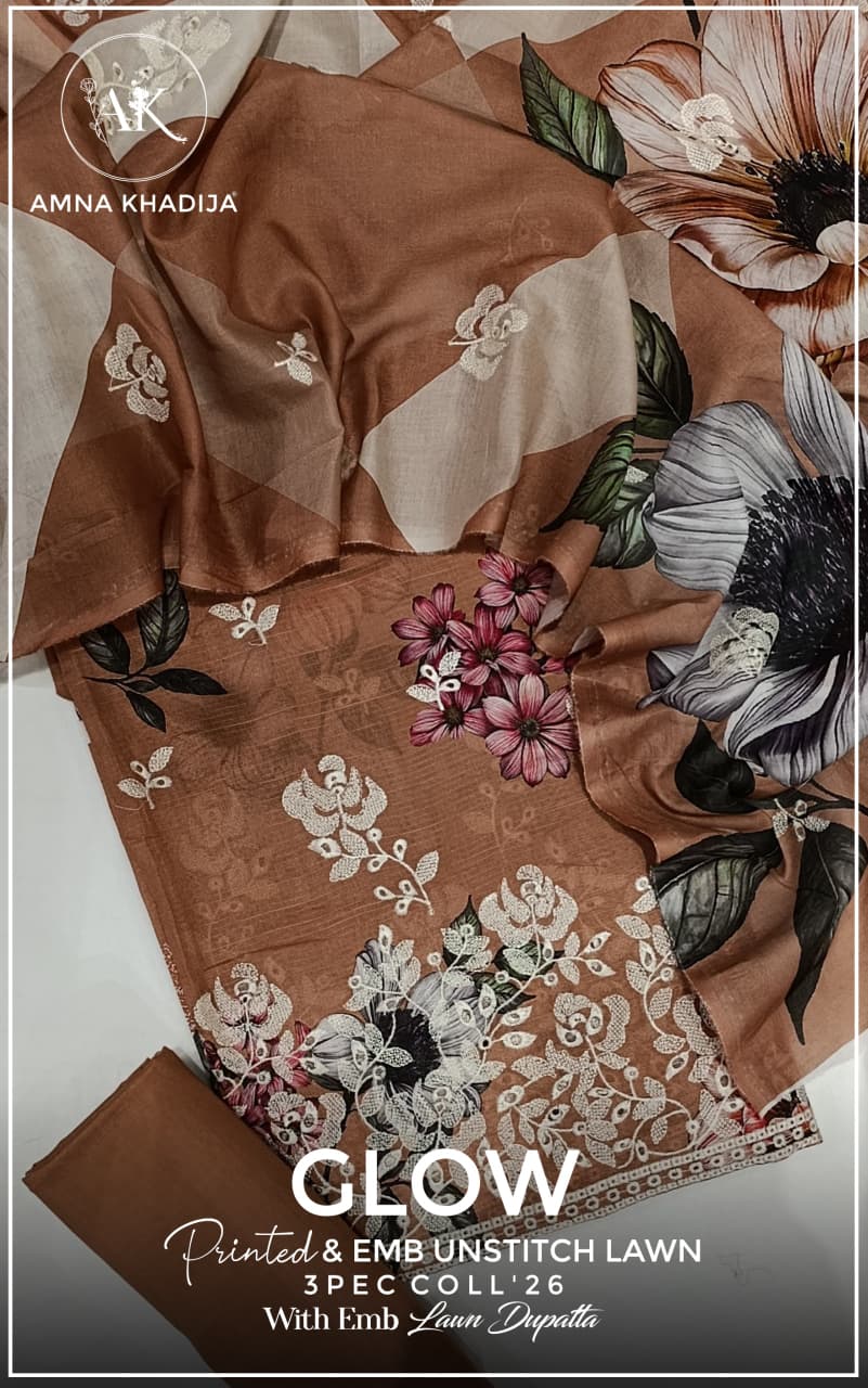 Glow Printed Emb Lawn