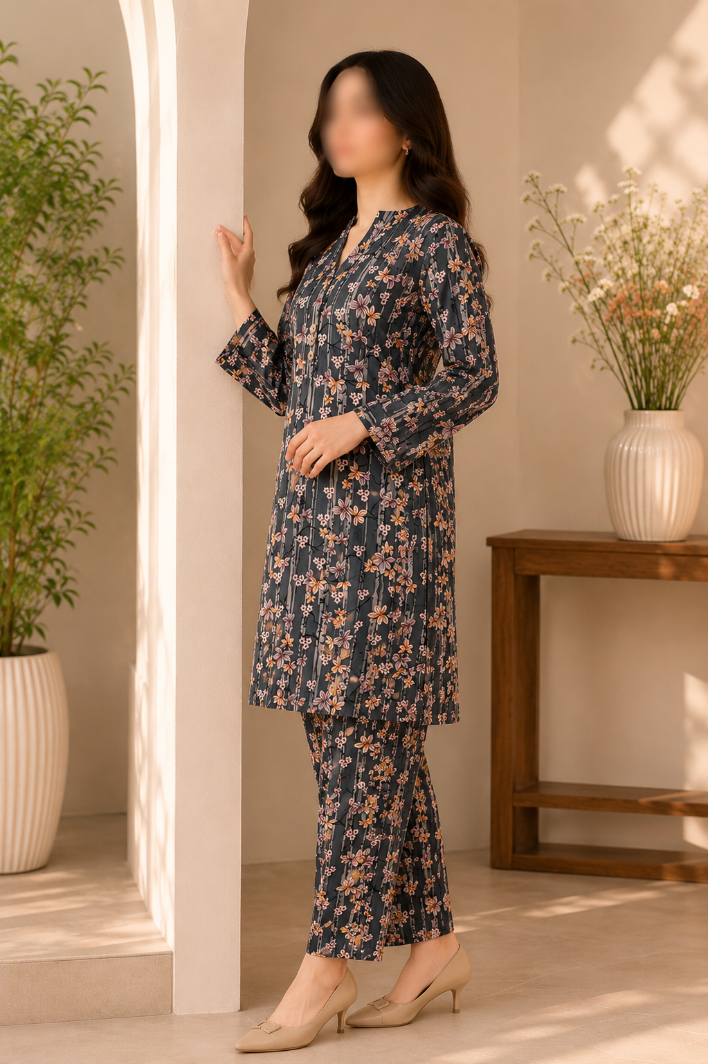 Charcoal Bloom Co-Ord Set - Image 2