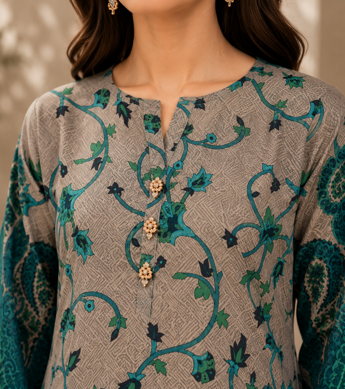 Teal Paisley Co-Ord Set - Image 3