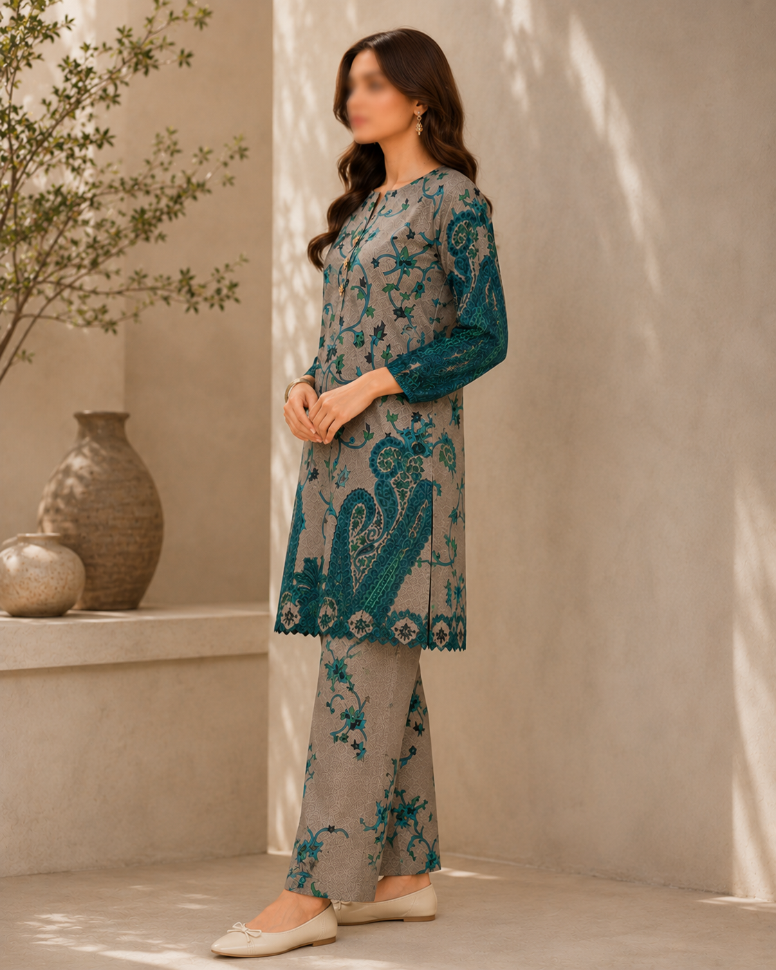 Teal Paisley Co-Ord Set - Image 2