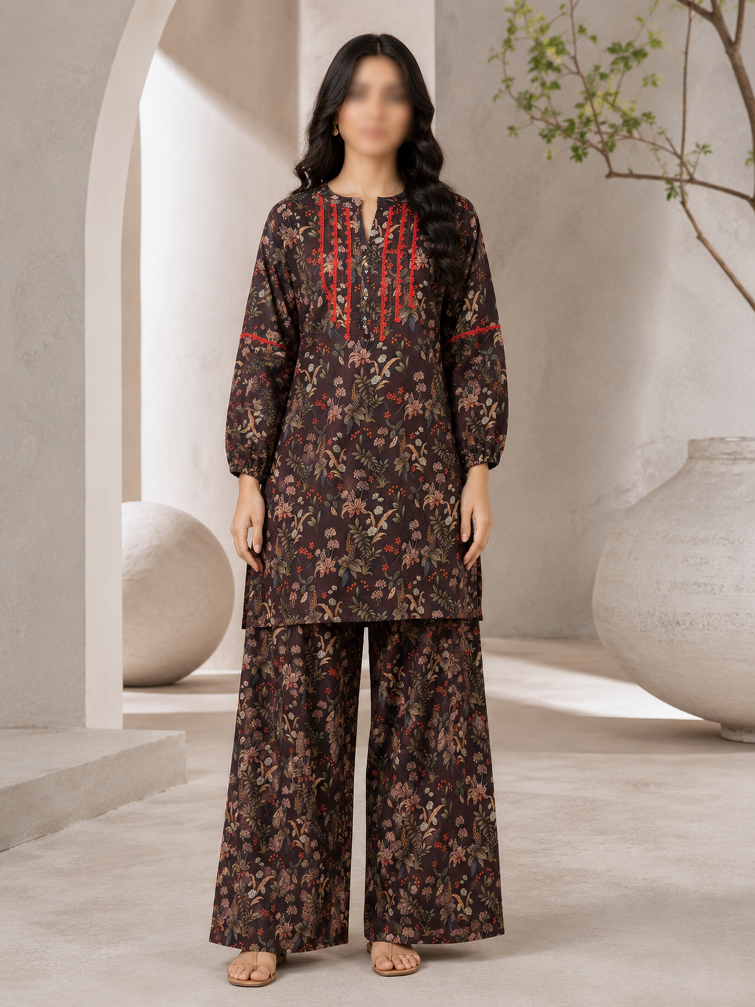 Autumn Bloom Co-Ord Set with Farshi Shalwar