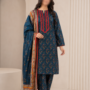 Navy Blue Teal Blossom Kurti