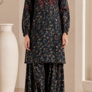 Midnight Blossom Co-Ord Set With Farshi Shalwar